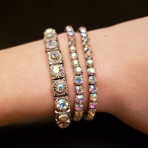 🆕️🌟 3 Piece Aurora Borealis / Silver Bracelets